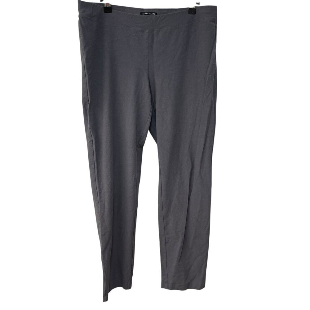 Eileen Fisher Washable Stretch Crepe Slim Ankle Pant Elastic Waist Size Medium - Picture 2 of 10